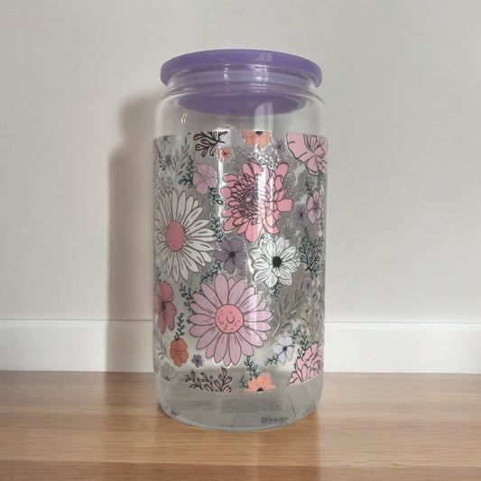 Tasse UVDTF 16Oz - tasse à fleurs violettes