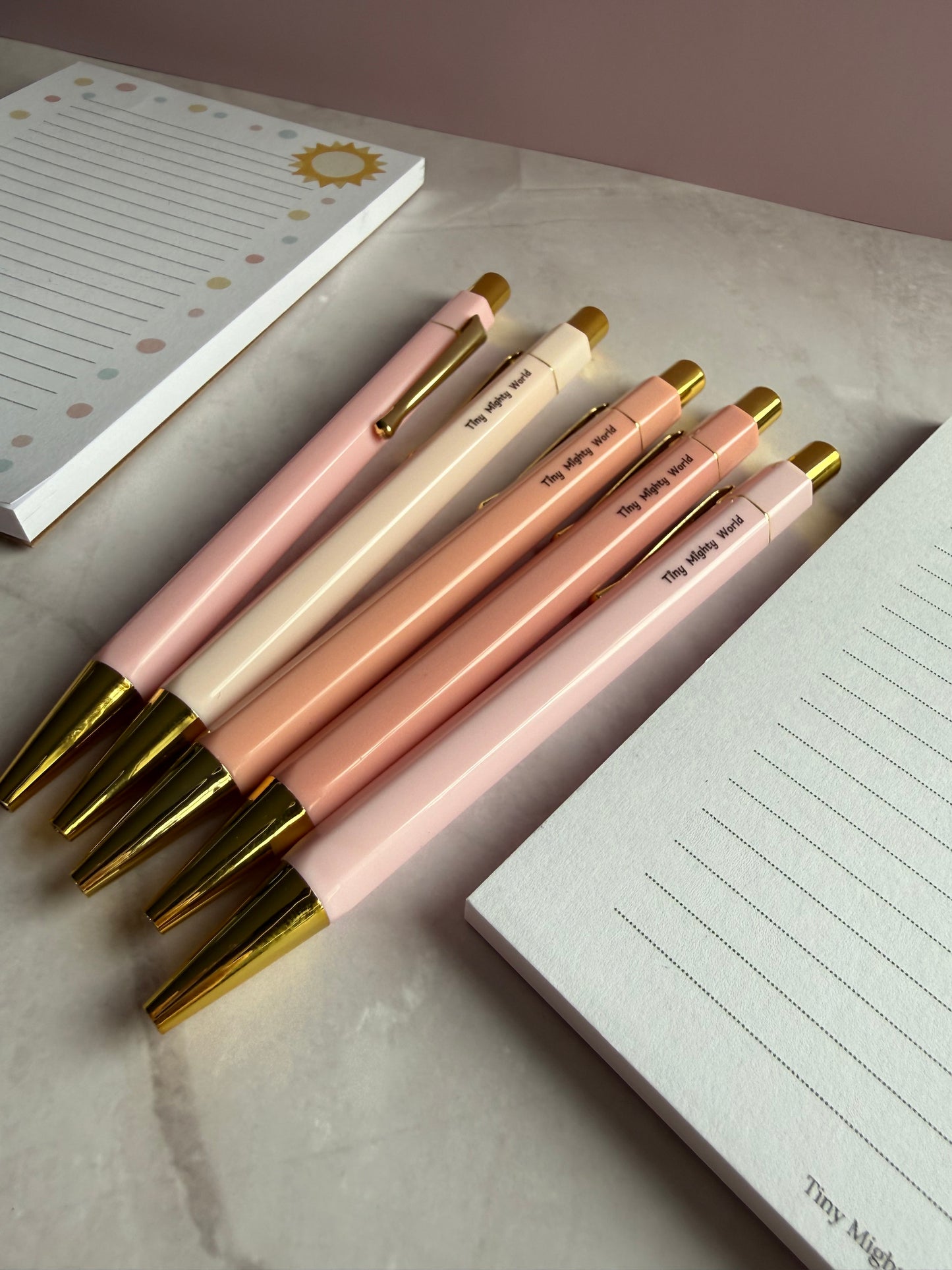 Pastel Ballpoint Pen Set | Black Ink | Gold Accent | Tiny Mighty World