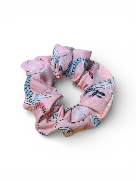 Pink Mermaid Scrunchie– Cotton Fabric – Soft & Lovey 🎀 - Chouchou