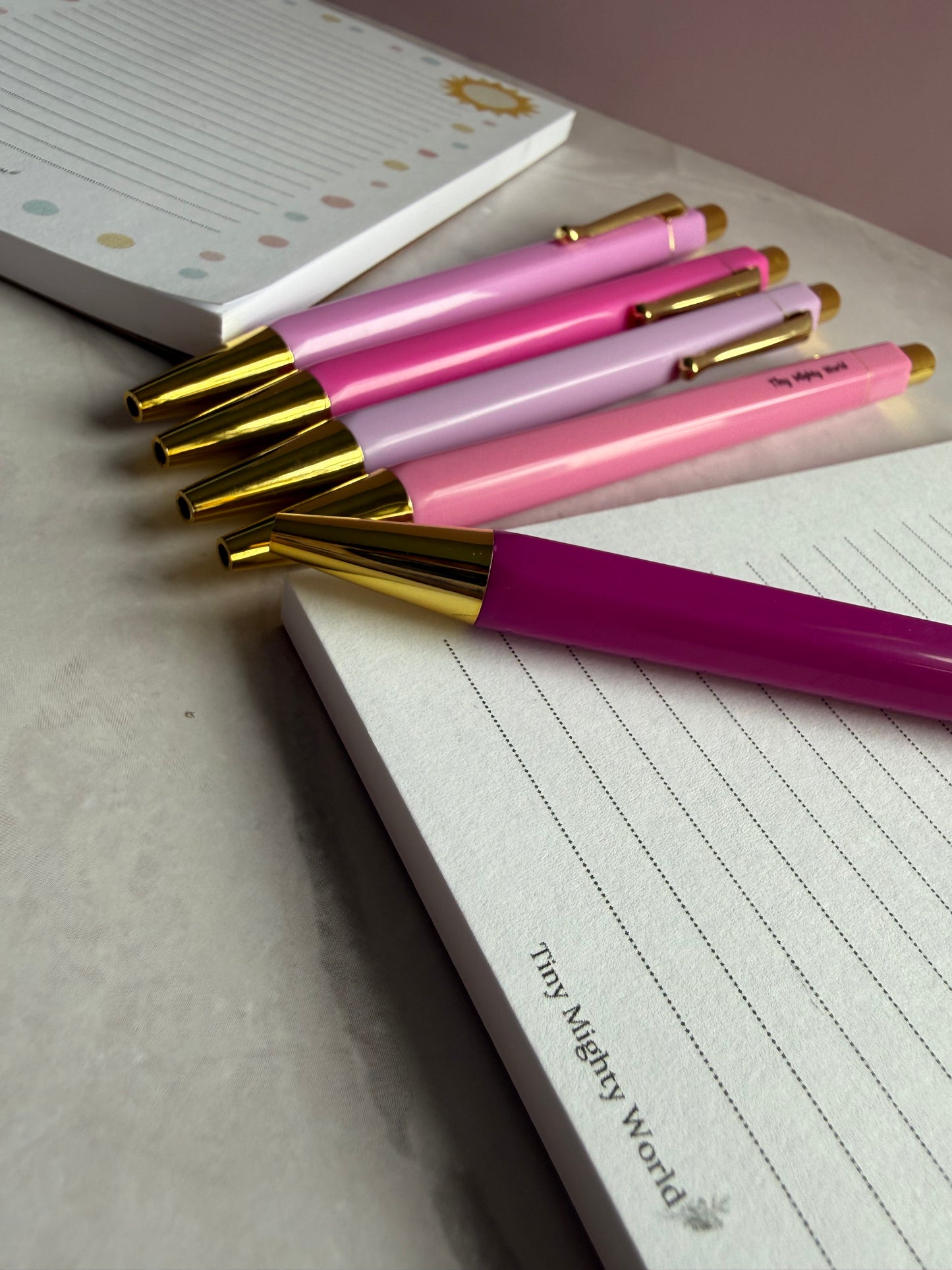 Pastel Ballpoint Pen Set | Black Ink | Gold Accent | Tiny Mighty World