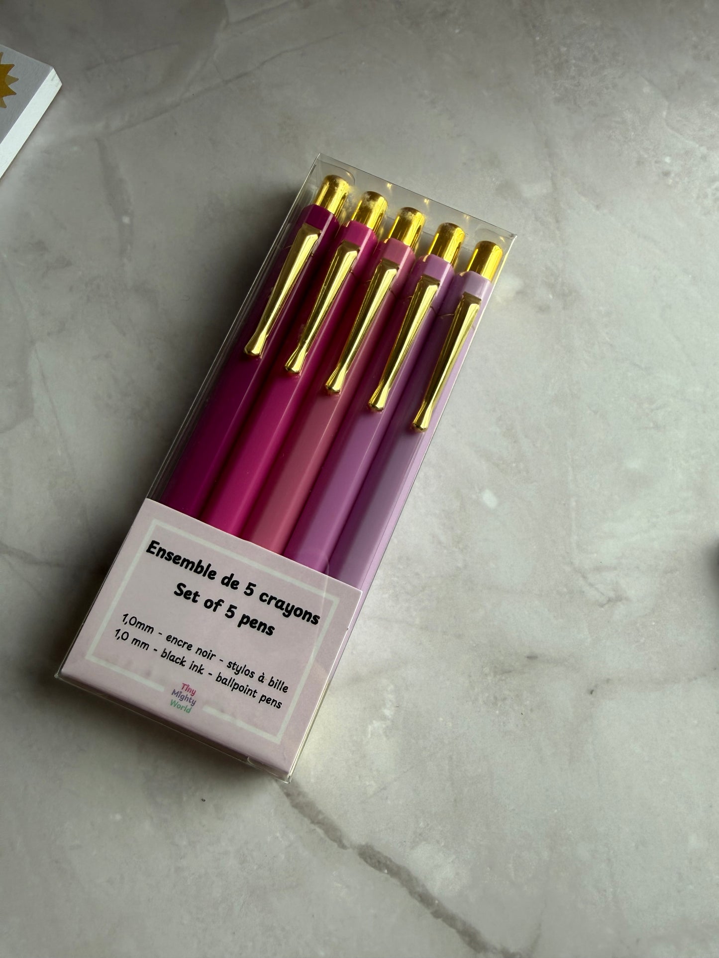 Pastel Ballpoint Pen Set | Black Ink | Gold Accent | Tiny Mighty World