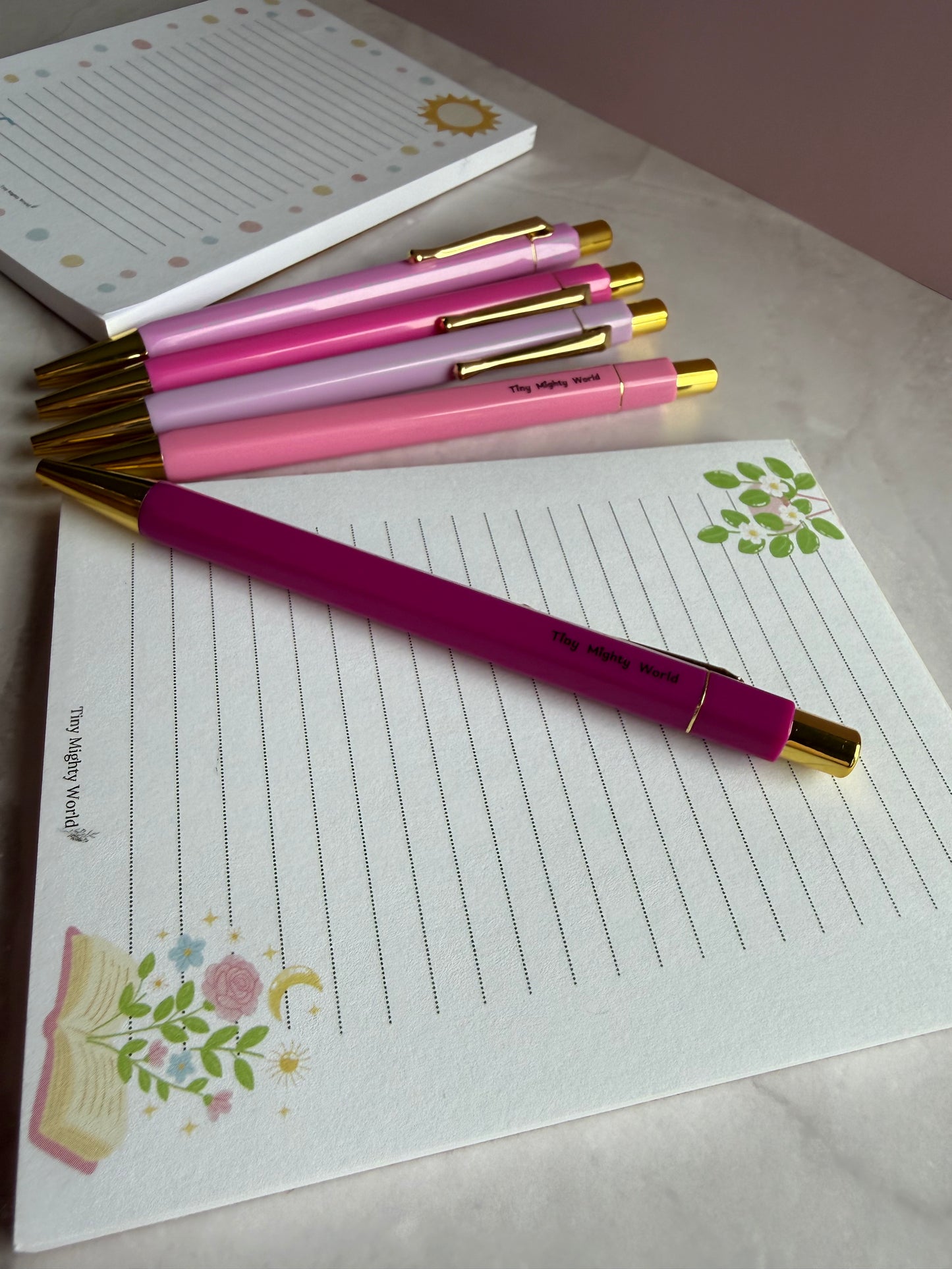 Pastel Ballpoint Pen Set | Black Ink | Gold Accent | Tiny Mighty World