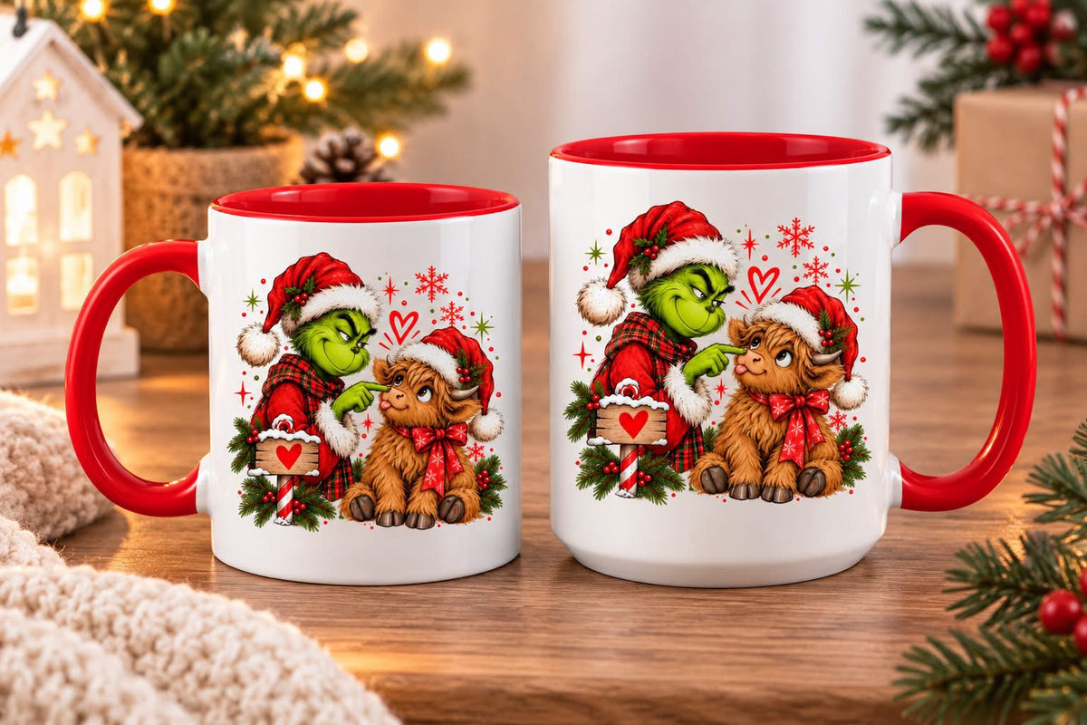 CHRISTMAS MUG | Grumpy and Highland Cow  | 15 oz ~443mL