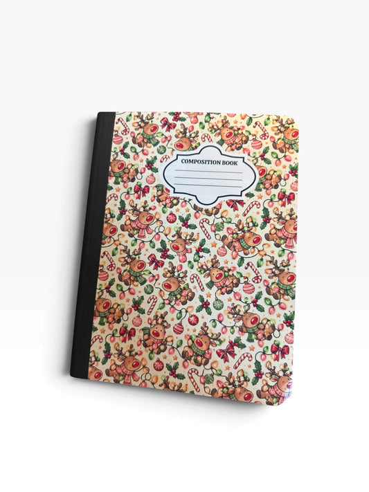 Reindeer - Composition Notebook – 7x10 inches, 100 Lined Pages – Trendy Stationery