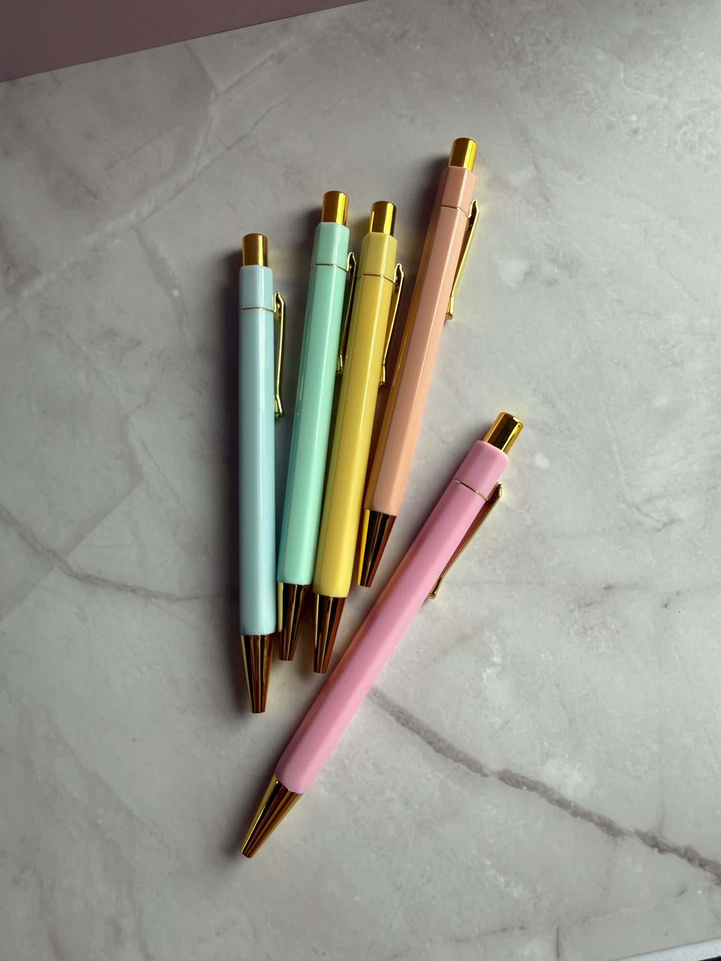 Pastel Ballpoint Pen Set | Black Ink | Gold Accent | Tiny Mighty World