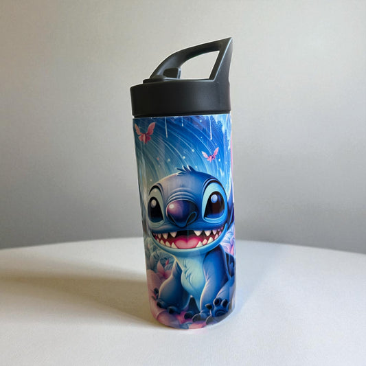 Wave Flower Blue Alien - 16 oz Insulated Tumbler with Black Sippy Lid – Hot & Cold Drink Cup
