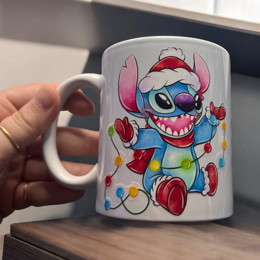 Tasse blanche de Noël avec motif UV