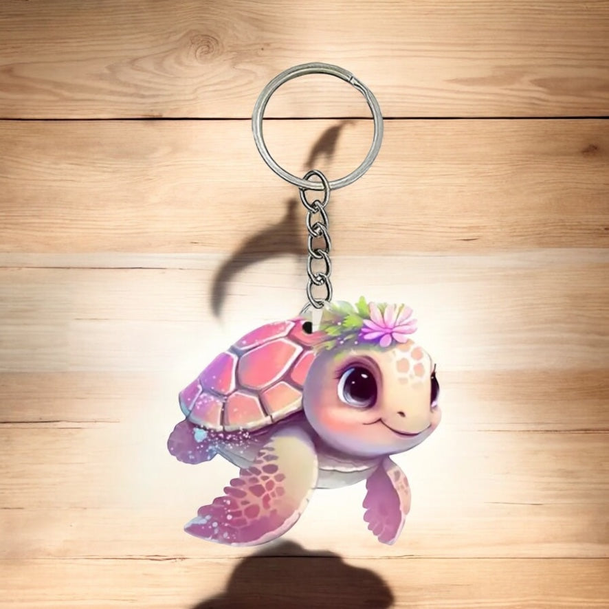 Pink Turtle Acrylic Keychain