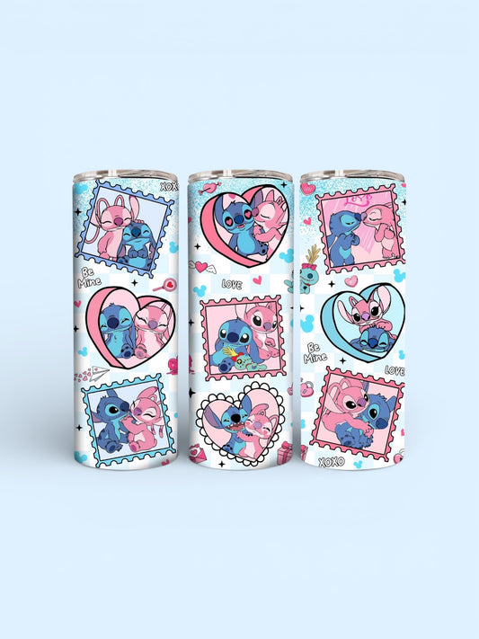 Tumbler 20 oz -  Blue & Pink Alien Love Heart Tumbler - Insulated Stainless Steel