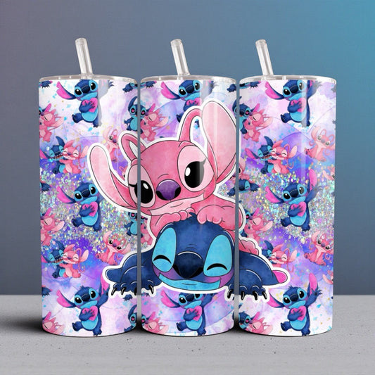 Tumbler 20 oz -  Blue & Pink Alien Tumbler - Insulated Stainless Steel