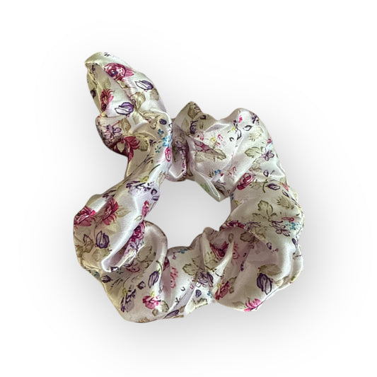 Chouchou Satin Mix Fleurs Mauve