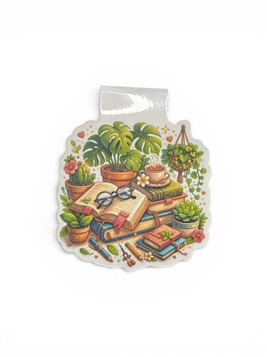 Plants Books -Cut Magnetic Bookmark – Artistic Page Holder - 1 unit