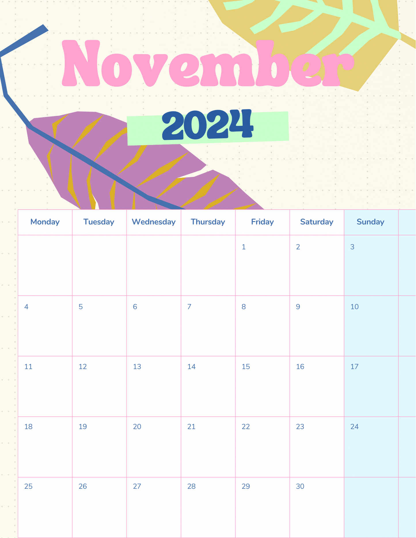 2024 Large Calendar Floral / Color