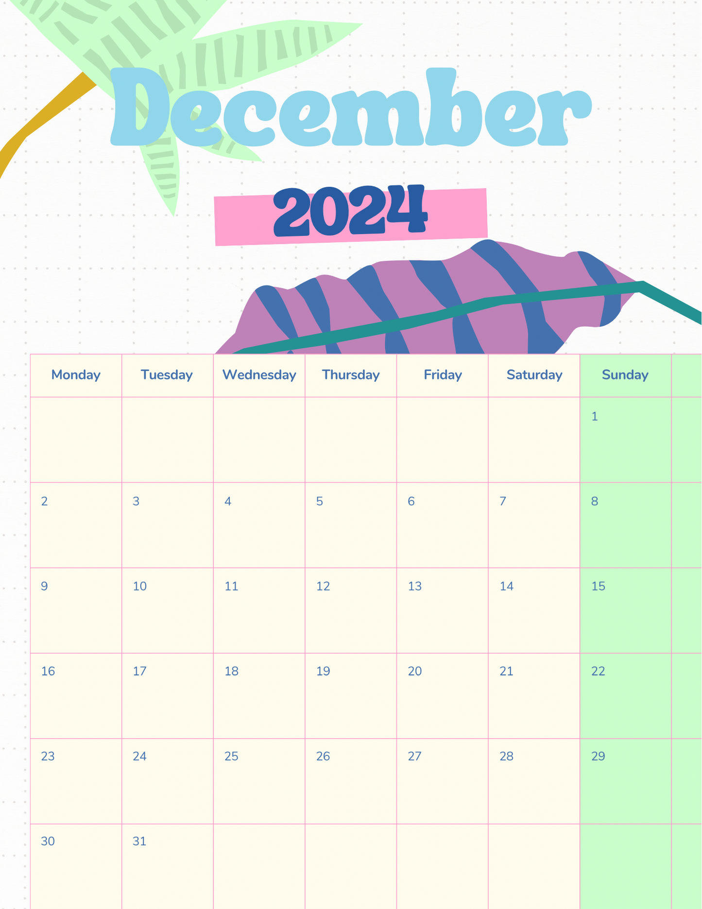 2024 Large Calendar Floral / Color