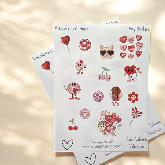 Retro Valentines Vinyl Sticker Sheet