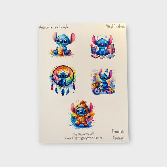 Blue Alien Mix Vinyl Sticker Sheet - Small
