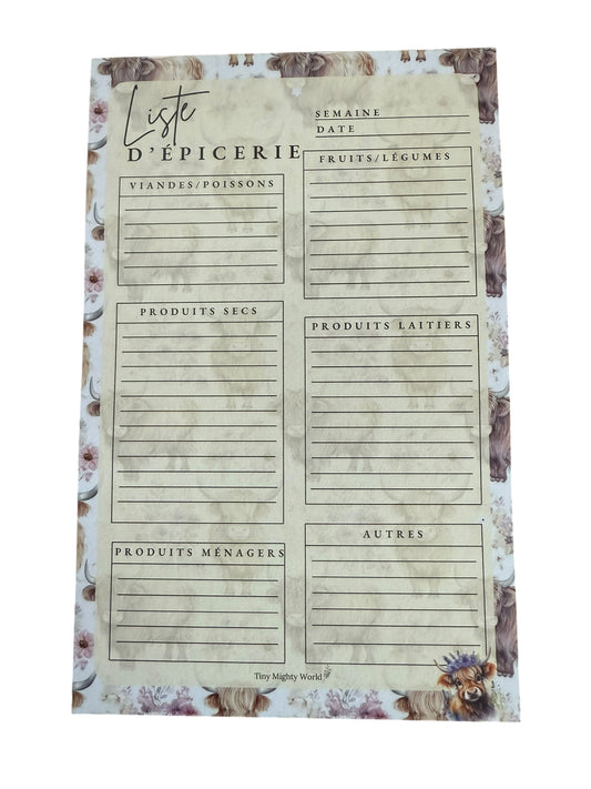 Highland Cow - Grocerie List