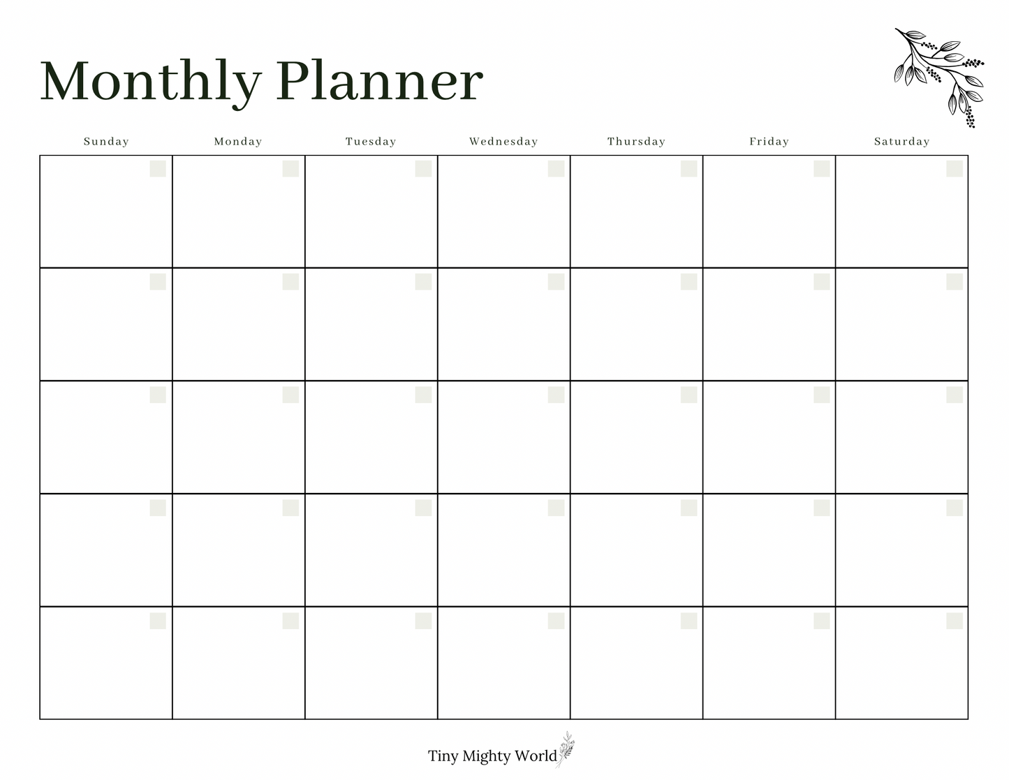 Monthly Planner Notepad (no dates)