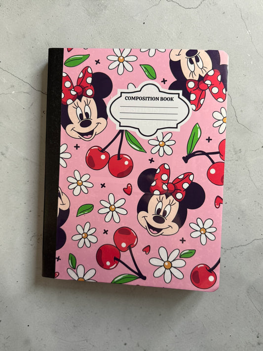 Pink Cherry Mouse - Composition Notebook – 7x10 inches, 100 Lined Pages – Trendy Stationery