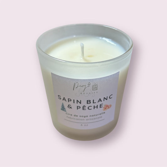 Bougie Sapin Blanc & Pêche - 6 oz