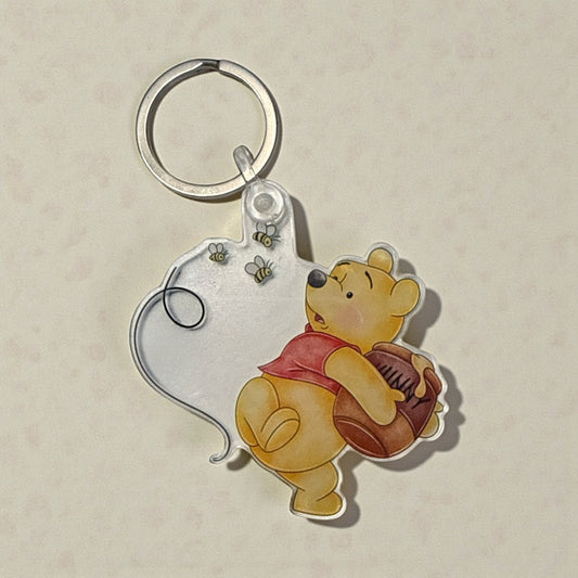 Yellow Bear Bees Honey Acrylic Keychain