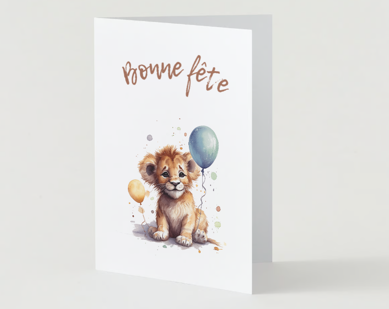 Children Safari Animal Ballons Cards Birthday