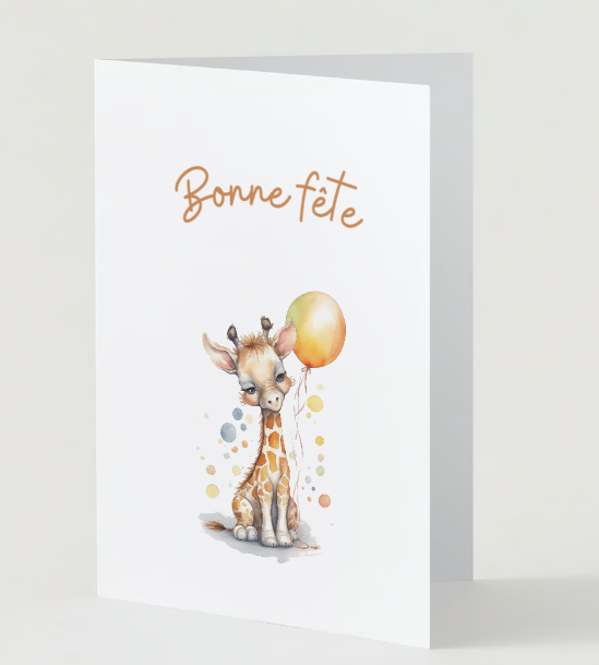 Children Safari Animal Ballons Cards Birthday