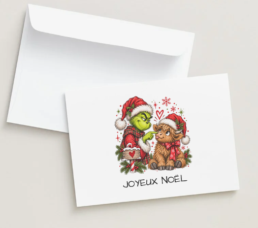 Grumpy Highland Cow - Holiday Wishes Greeting Card 🎄 | Envelope Included