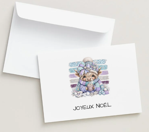Highland Cow Winter Holiday - Holiday Wishes Greeting Card 🎄 | Envelope Included