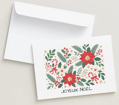 Poinsettia Holiday - Holiday Wishes Greeting Card 🎄 | Envelope Included