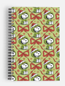 White Dog Grumpy Red Bow Holiday - A5 Size Lined Notebook – 80 Pages | Minimal Everyday Writing Journal
