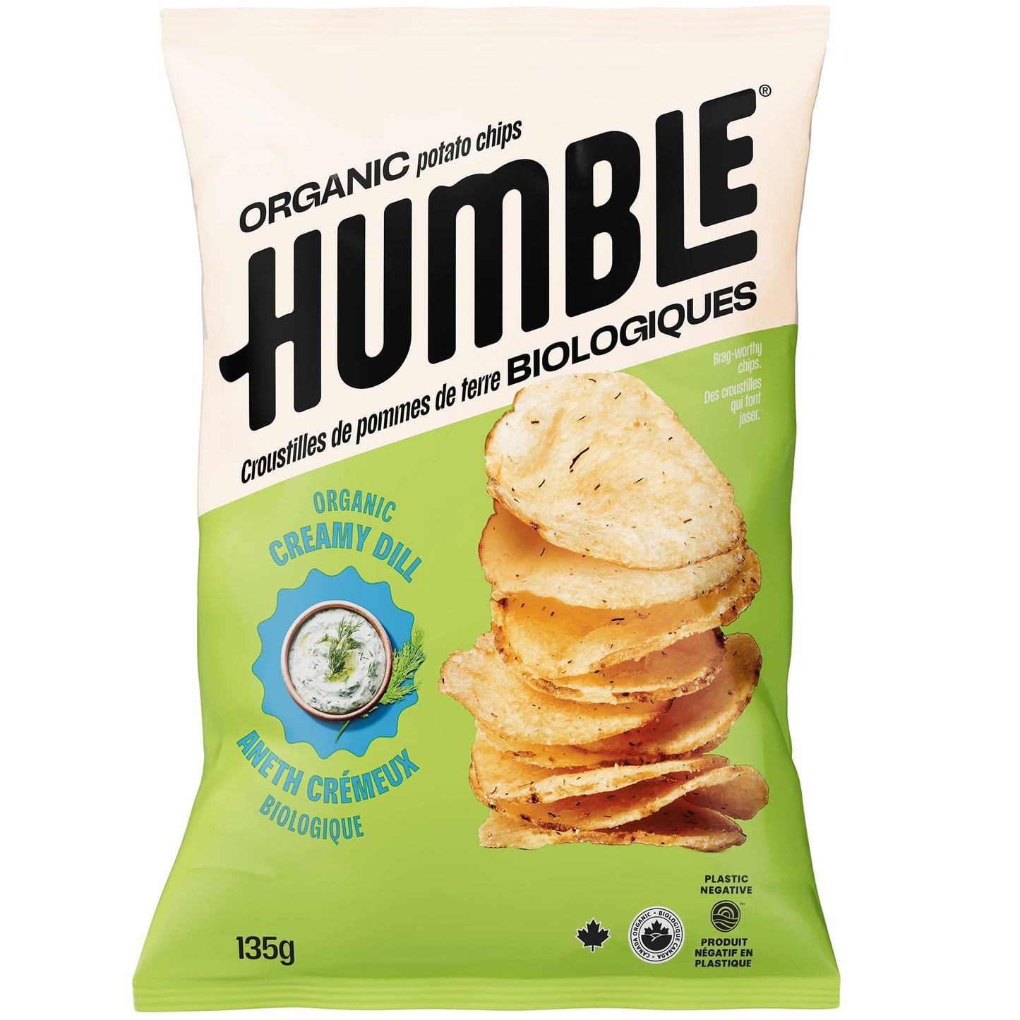 Chips de pomme de terre biologiques saveur aneth crémeuse 135 g