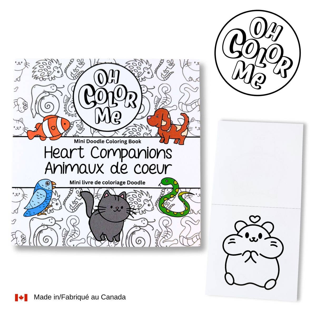 Mini livre de coloriage Compagnons Cœur, 4" x 4", petite surprise pour bas de Noël