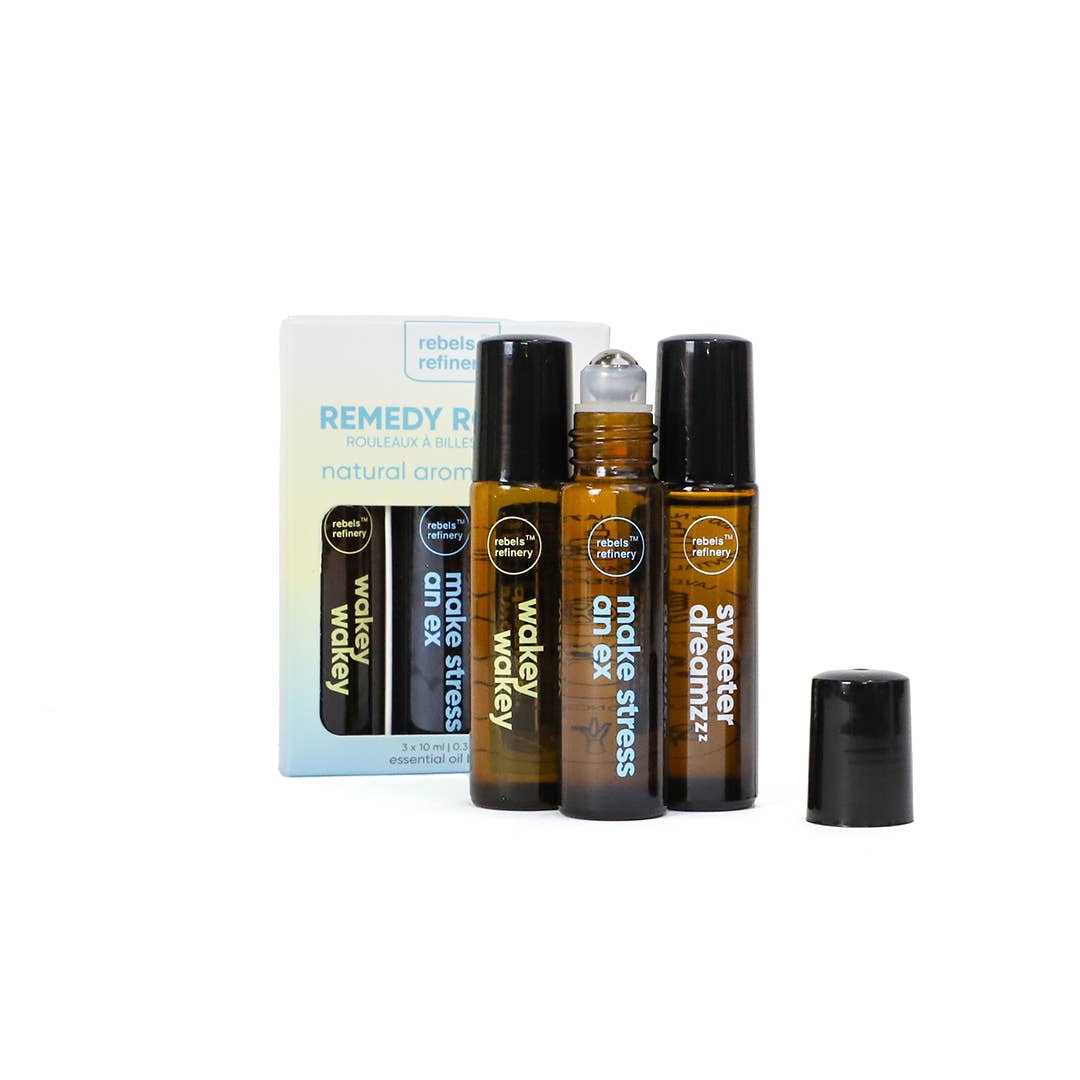 Pack de 3 huiles essentielles 100 % naturelles Remedy Roller