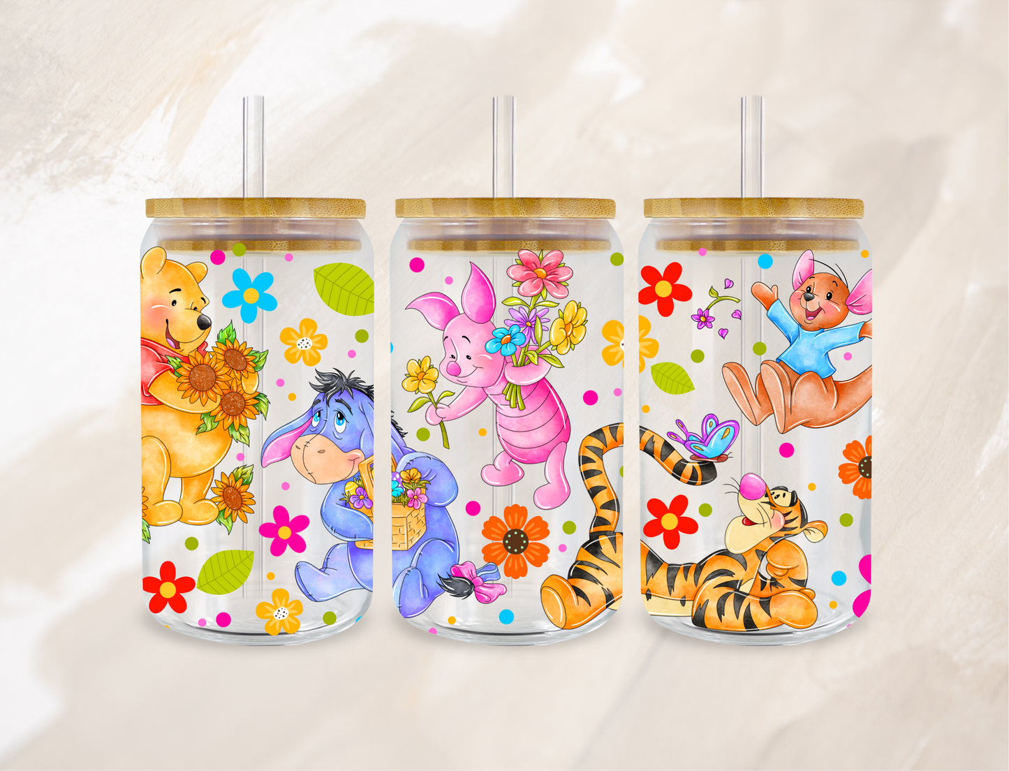 Tasse UVDTF 16Oz - Pooh Mix Floral