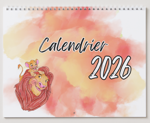 Lion (Orange lion)/ Lion (Lion orange)/ Calendrier mural 2026 / 2026 Wall Calendar