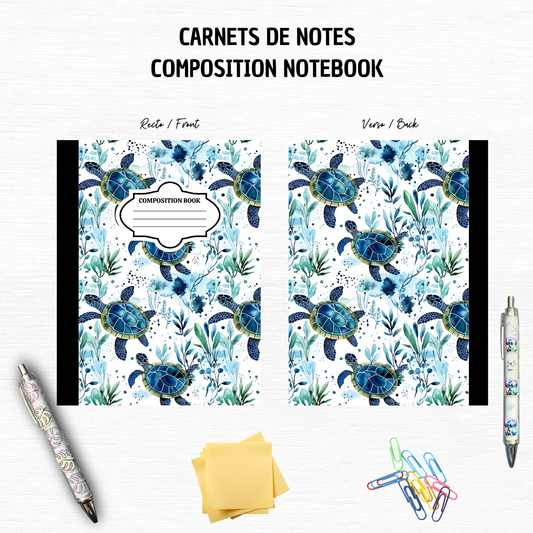 Turtle - Composition Notebook – 7x10 inches, 100 Lined Pages – Trendy Stationery