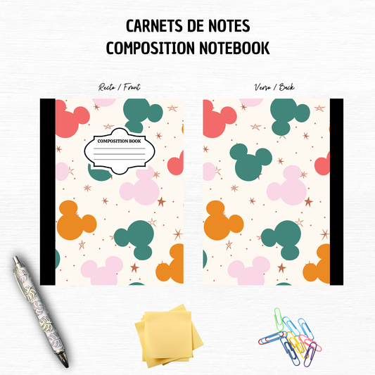 Mouse Head Color Fairy - Composition Notebook – 7x10 inches, 100 Lined Pages – Trendy Stationery