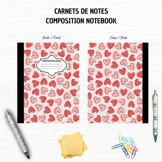 Heart  - Composition Notebook – 7x10 inches, 100 Lined Pages – Trendy Stationery