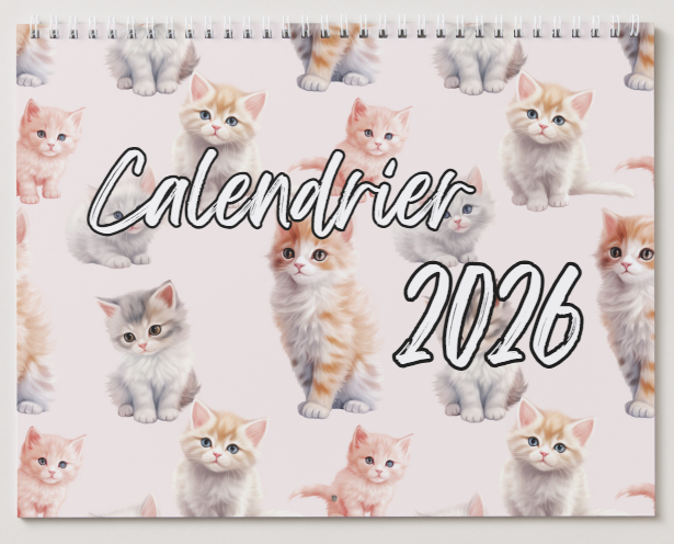 Cat/ chat/ Calendrier mural 2026 / 2026 Wall Calendar