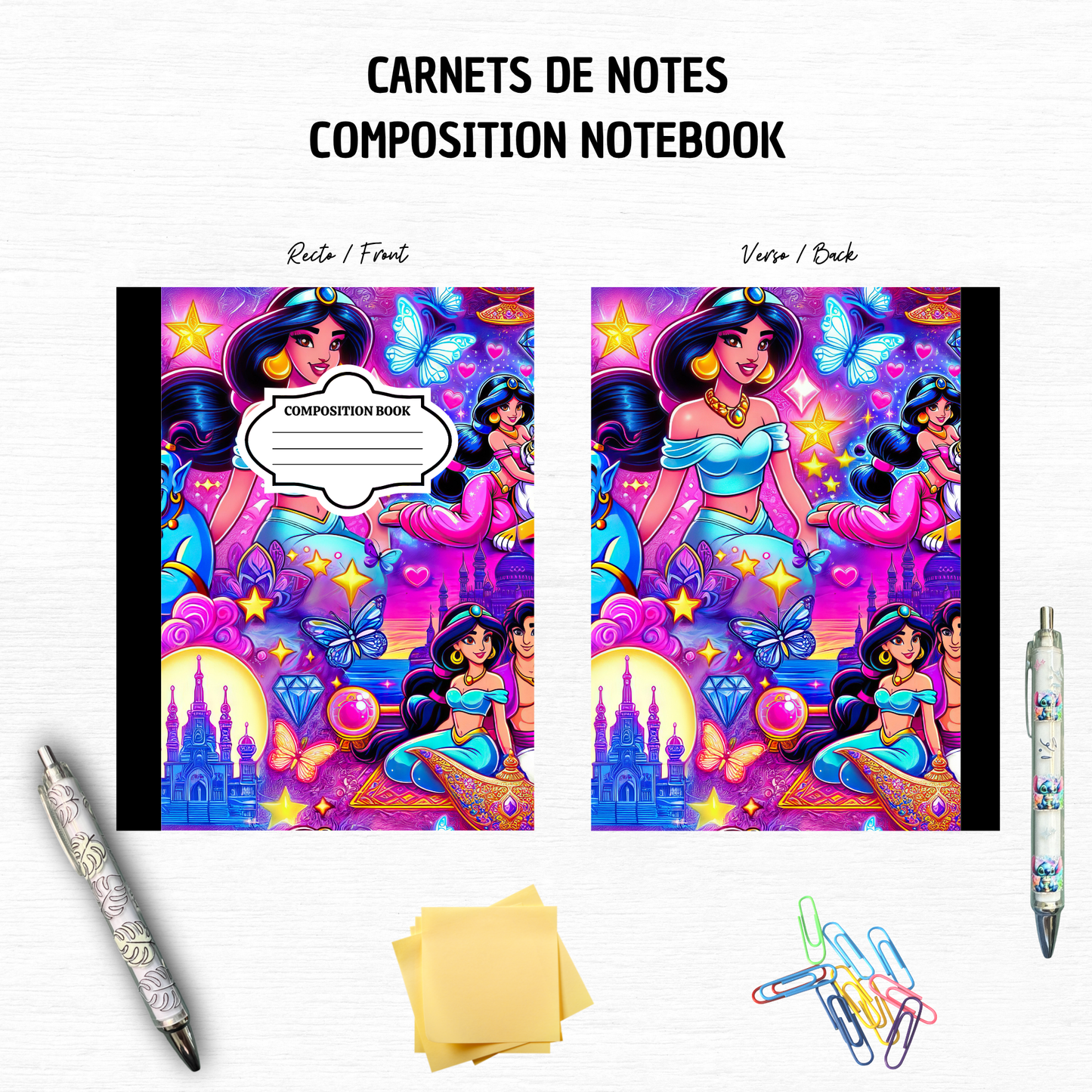 Princesse - Cahier de composition – 18x25 cm, 100 pages lignées – Papeterie tendance