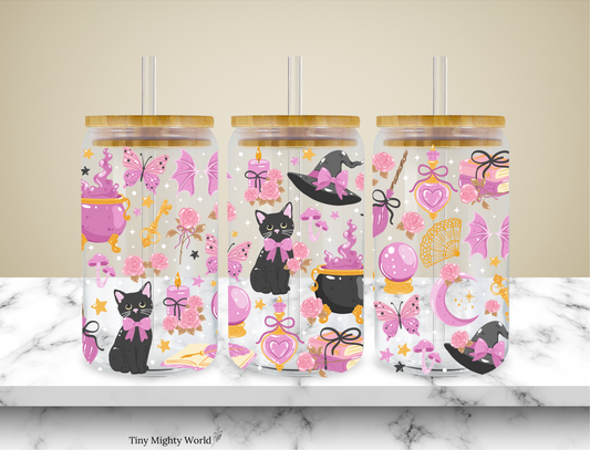 UV DTF Decal or Glass Cup – 16oz Cup or Transfer Sheet Option -  Witchy Spooky Fall Cat