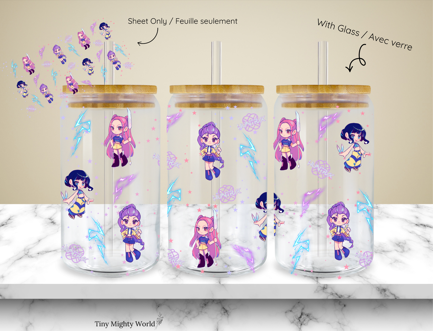 (Copie) Décalcomanie UV DTF ou tasse en verre – Tasse de 16 oz ou option feuille de transfert - Lady's