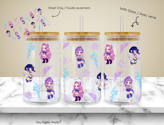 (Copie) Décalcomanie UV DTF ou tasse en verre – Tasse de 16 oz ou option feuille de transfert - Lady's