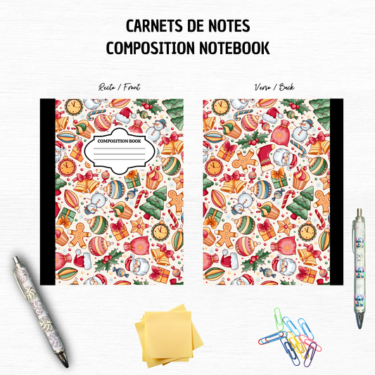 Mix christmas - Composition Notebook – 7x10 inches, 100 Lined Pages – Trendy Stationery