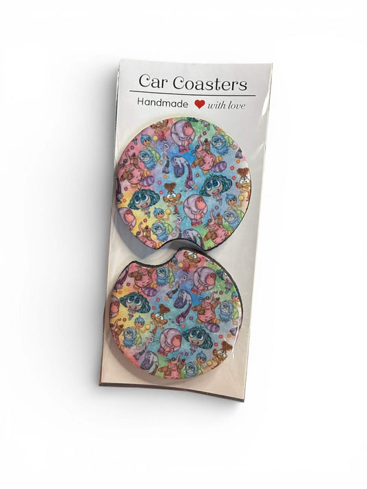 Emotion - Absorbent Car Coasters – Cute & Functional Car Accessories (Set of 2)