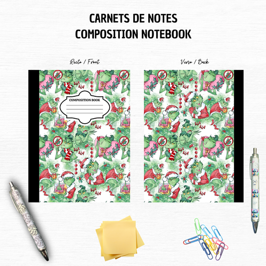 Christmas Grumpy   - Composition Notebook – 7x10 inches, 100 Lined Pages – Trendy Stationery