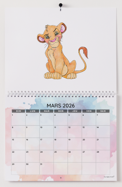 Lion (Orange lion)/ Lion (Lion orange)/ Calendrier mural 2026 / 2026 Wall Calendar
