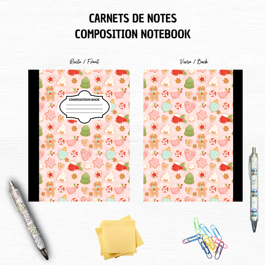 Mix christmas Pastel - Composition Notebook – 7x10 inches, 100 Lined Pages – Trendy Stationery