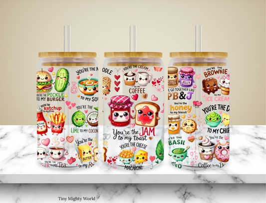 UV DTF Decal or Glass Cup – 16oz Cup or Transfer Sheet Option -  Food Lines Cheesy